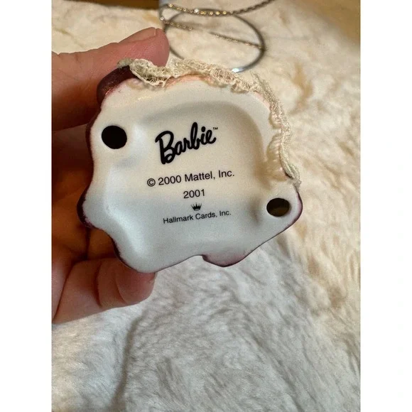 Hallmark Keepsake 2001 Victorian Barbie with Cedric Bear Porcelain Ornament Box - Picture 3 of 7